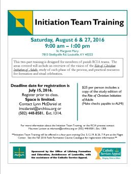 Initiation Team Training Aug. 6 & 27, 2016